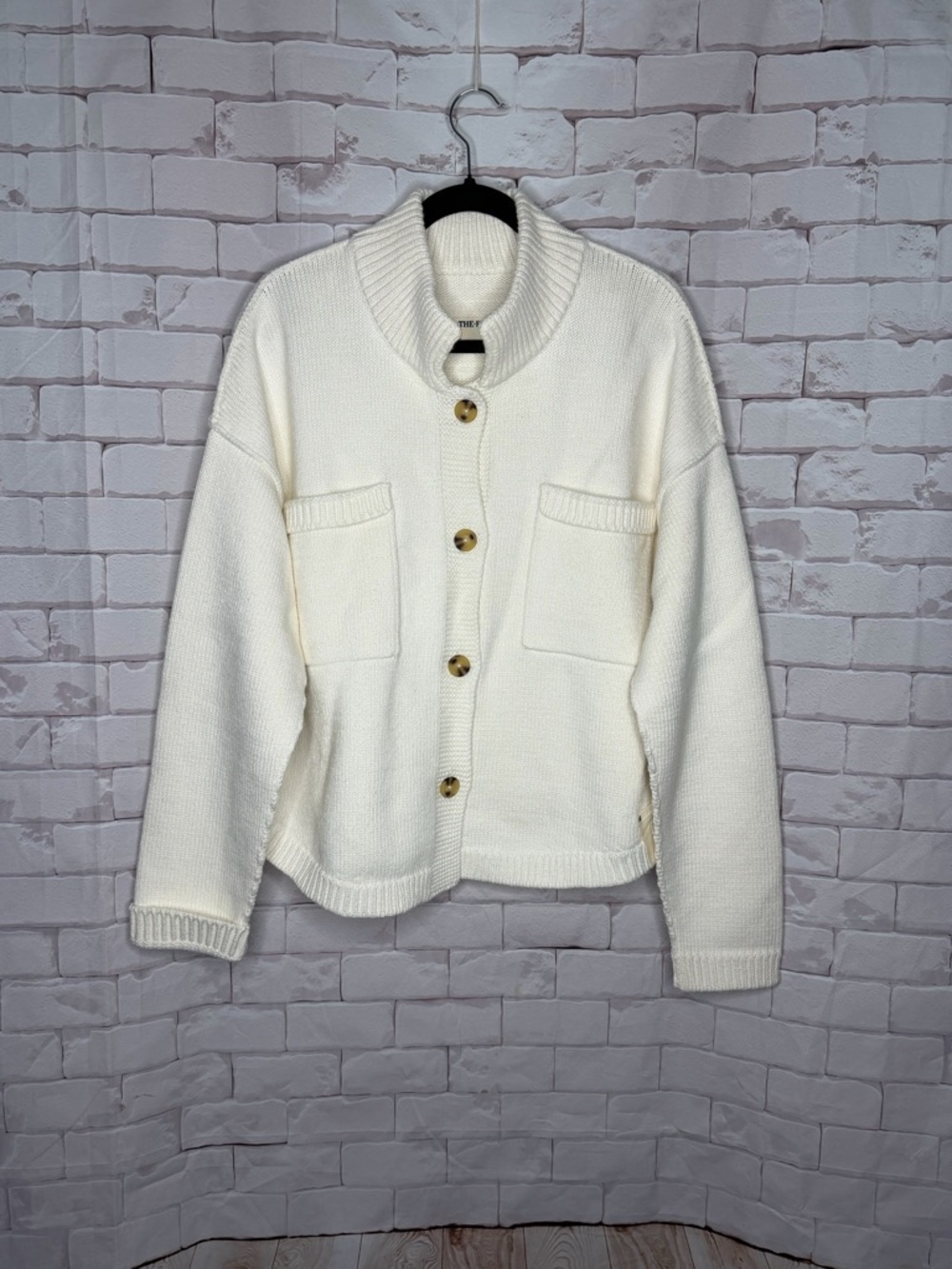 We The Free Cardigan Sweater Cream Knit Button Front Size L